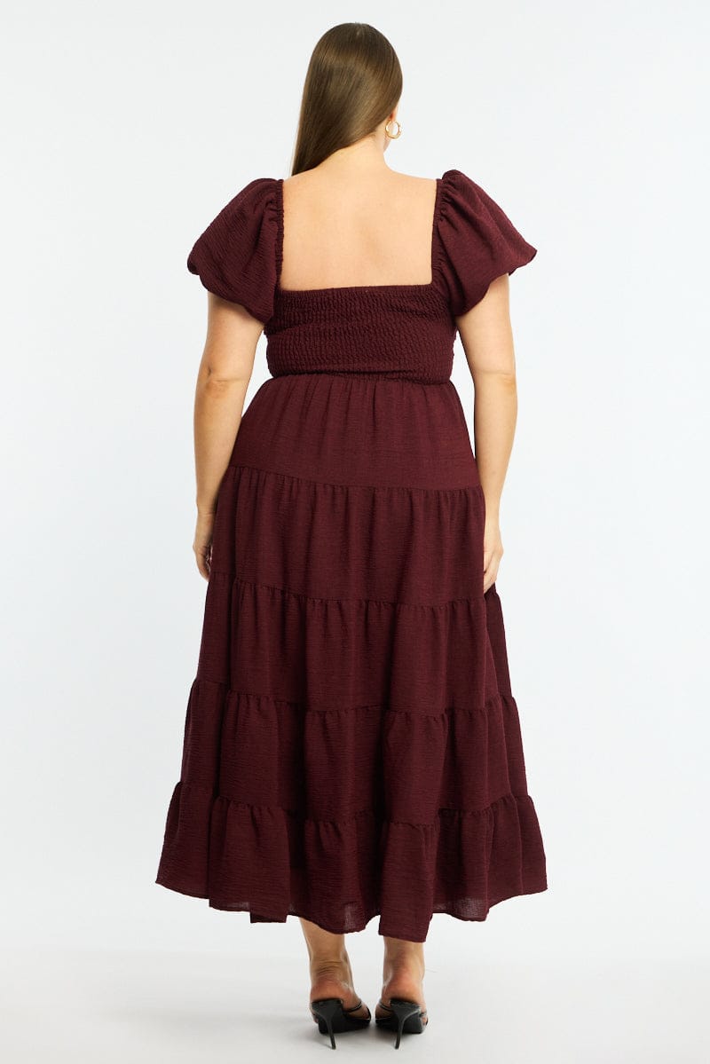 Red Maxi Dress Short Sleeve Cut Out for YouandAll Fashion