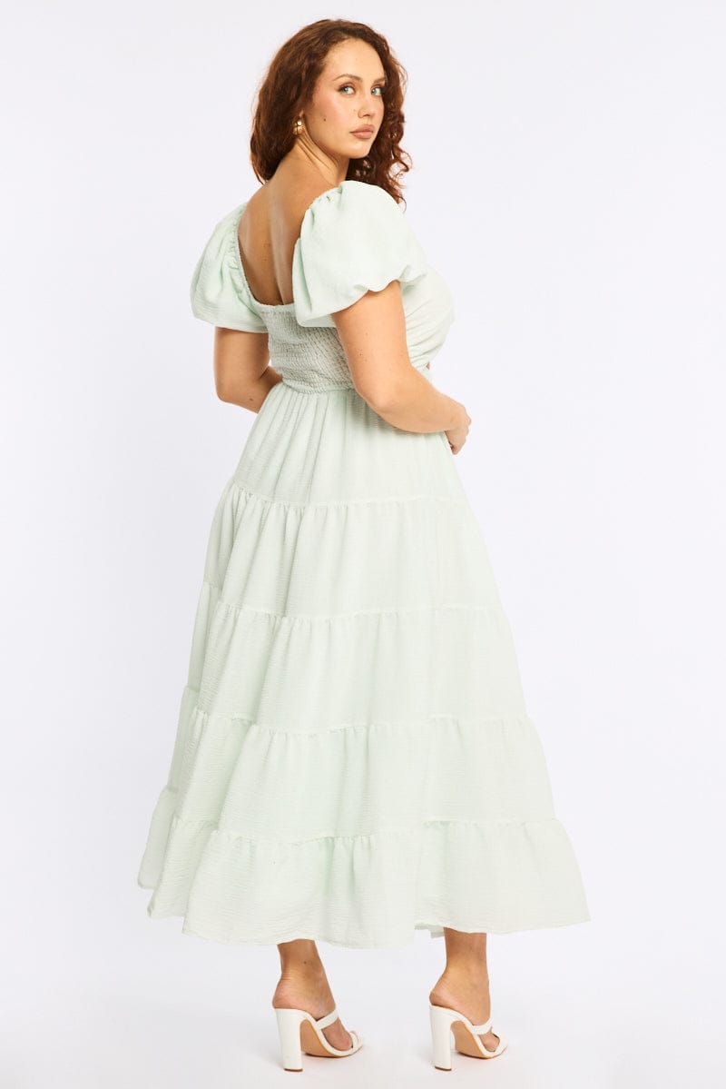 Blue Maxi Dress Short Sleeve Cut Out