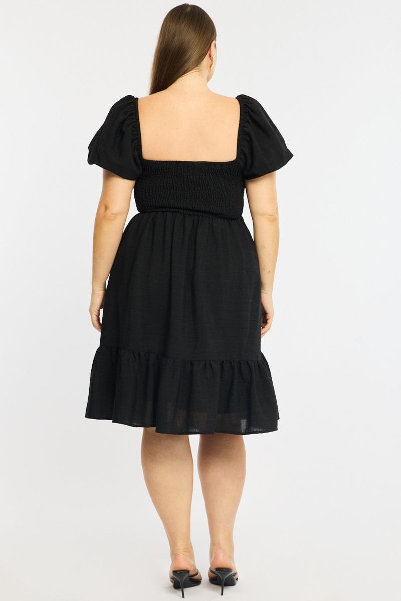 Black Skater Dress Short Sleeve Cut Out for YouandAll Fashion