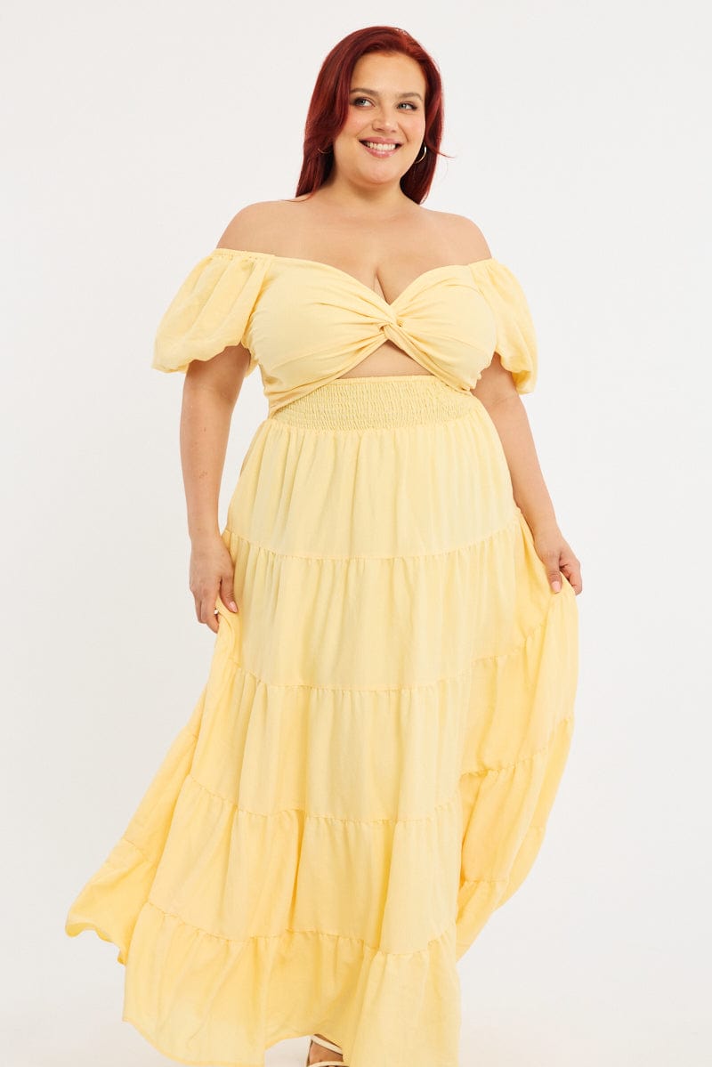 Yellow Maxi Dress Short Sleeve Cut Out | You & All Yellow Maxi Dress Short Sleeve Cut Out | You & All