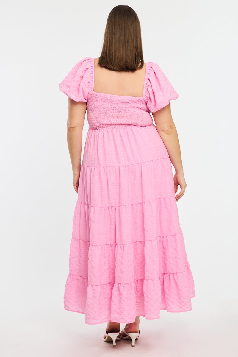 Pink Maxi Dress Short Sleeve Cut Out for YouandAll Fashion