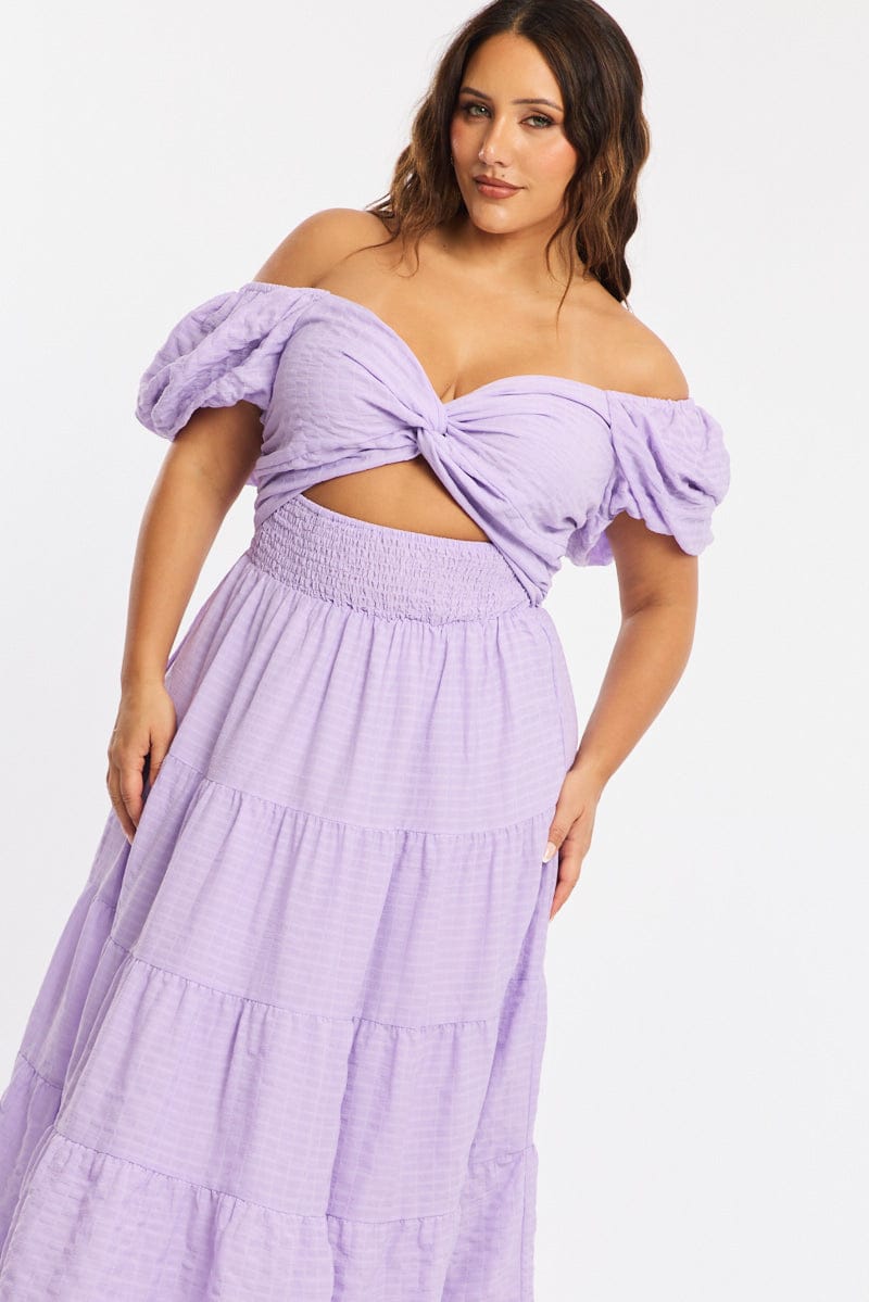 Purple Maxi Dress Short Sleeve Cut Out | You & All Purple Maxi Dress Short Sleeve Cut Out | You & All