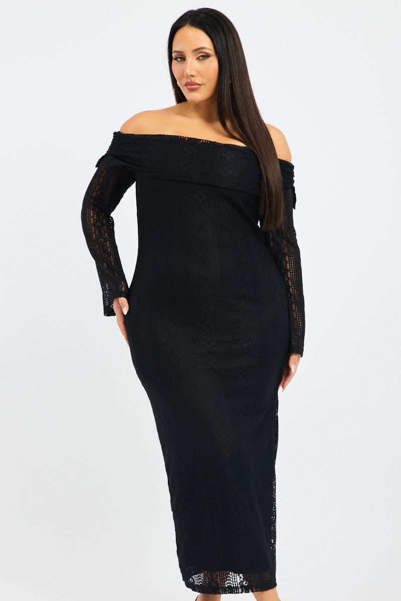 Black Lace Off Shoulder Dress