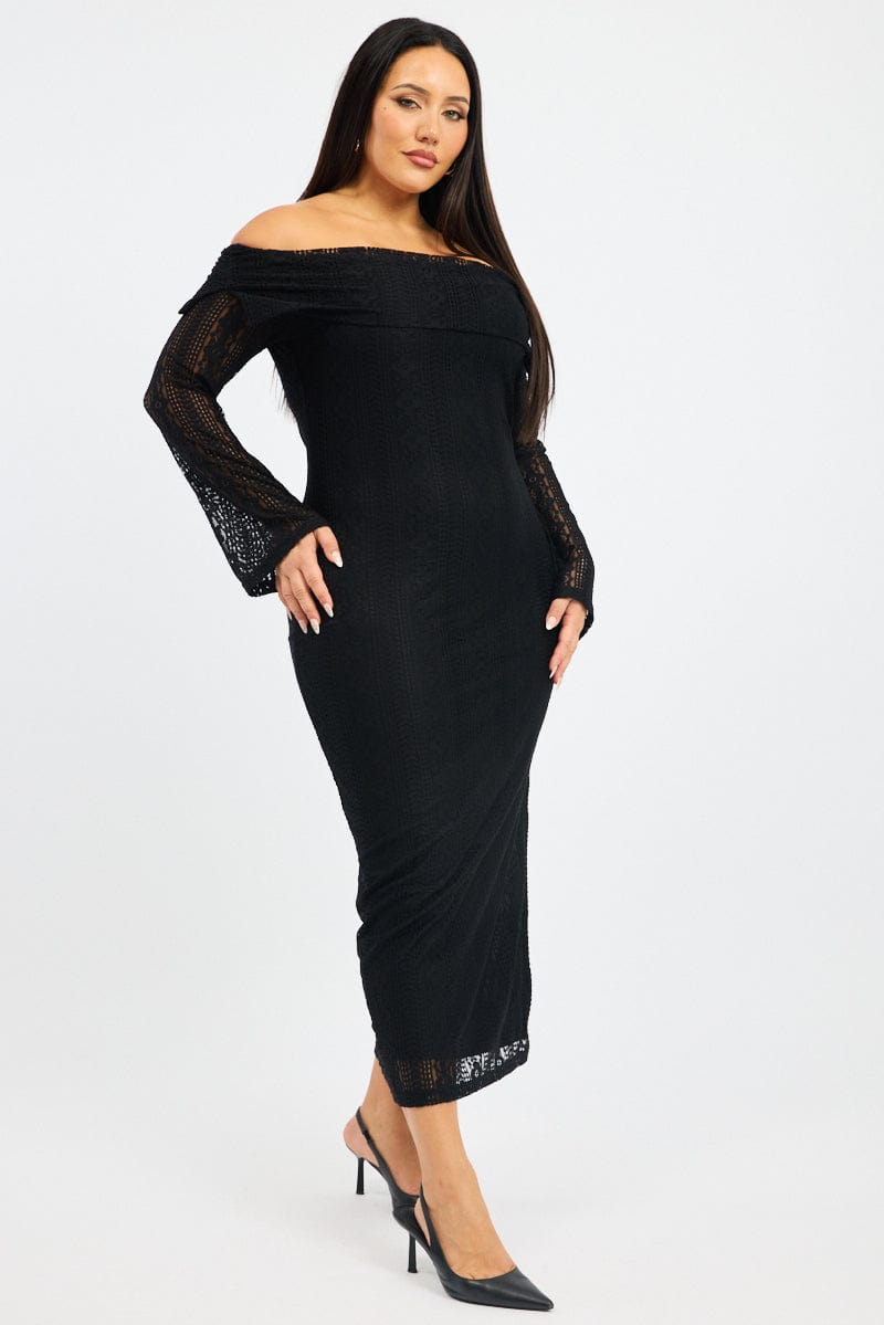 Black Lace Off Shoulder Dress