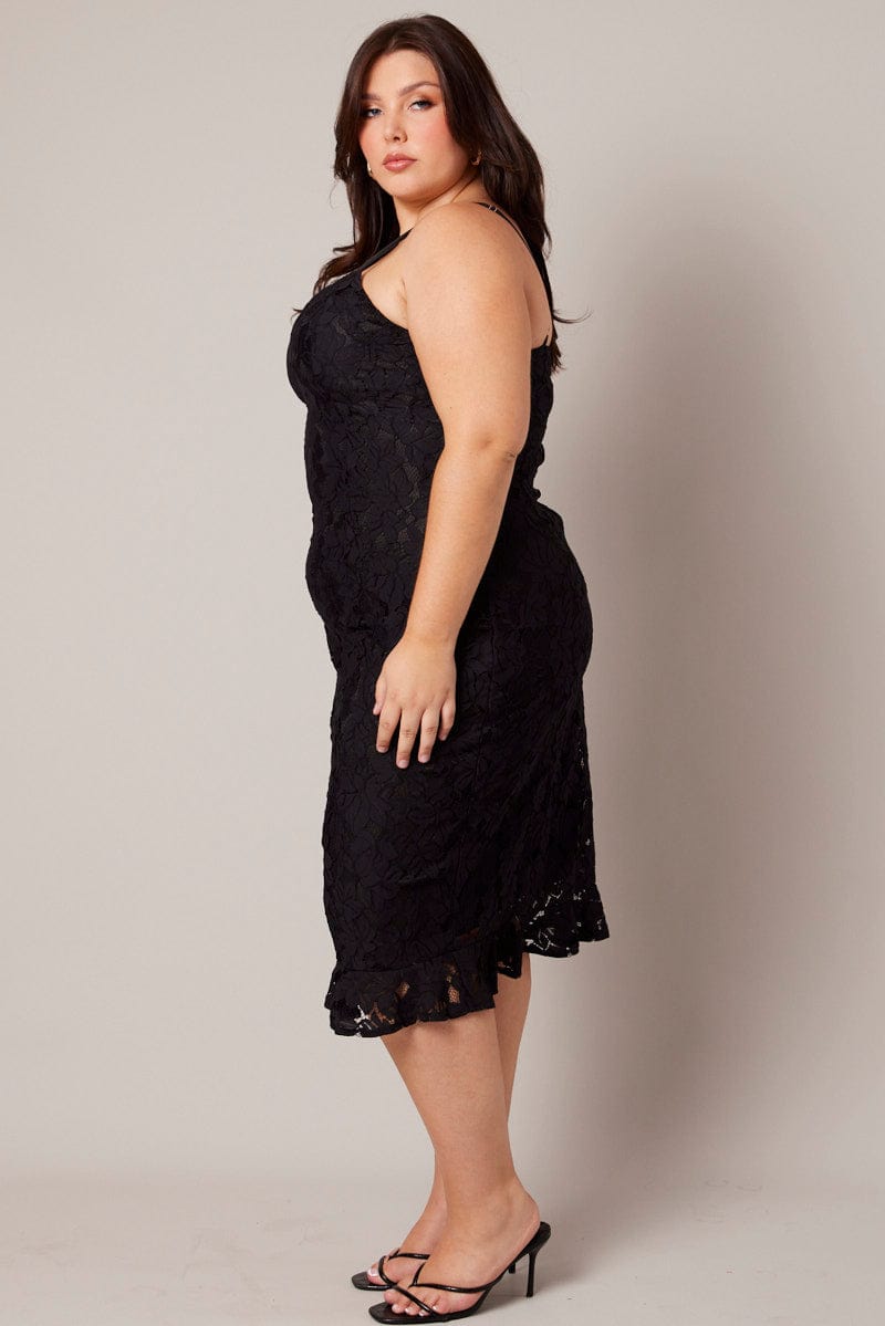 black lace bodycon dress plus size Vibekara Plus Size Off-Shoulder Cinched Waist Lace Bodycon Dress
