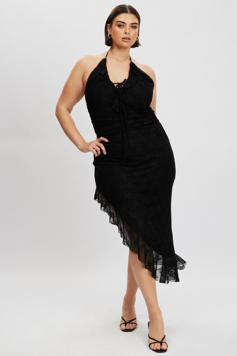 Black Asymmetric Lace Bodycon Dress | You & All Black Asymmetric Lace Bodycon Dress | You & All
