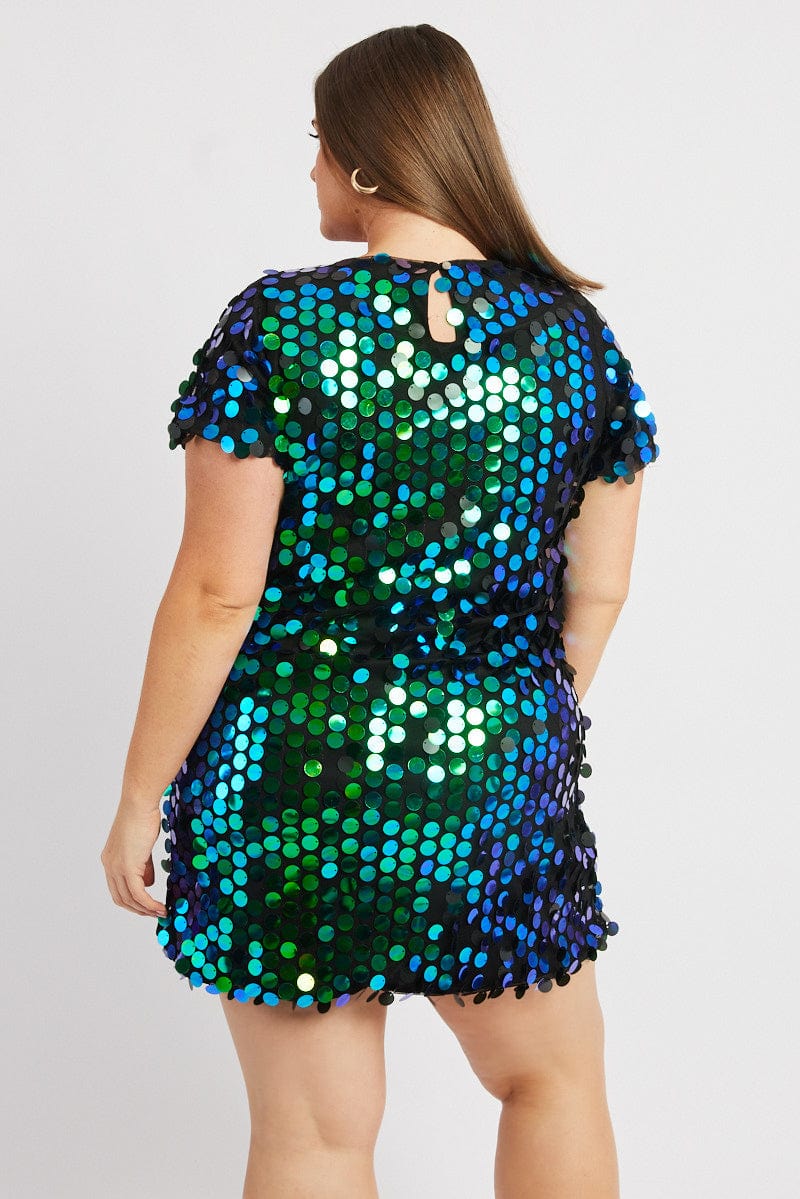 plus size sequin t shirt dress Black Sequin Mini T-Shirt Dress