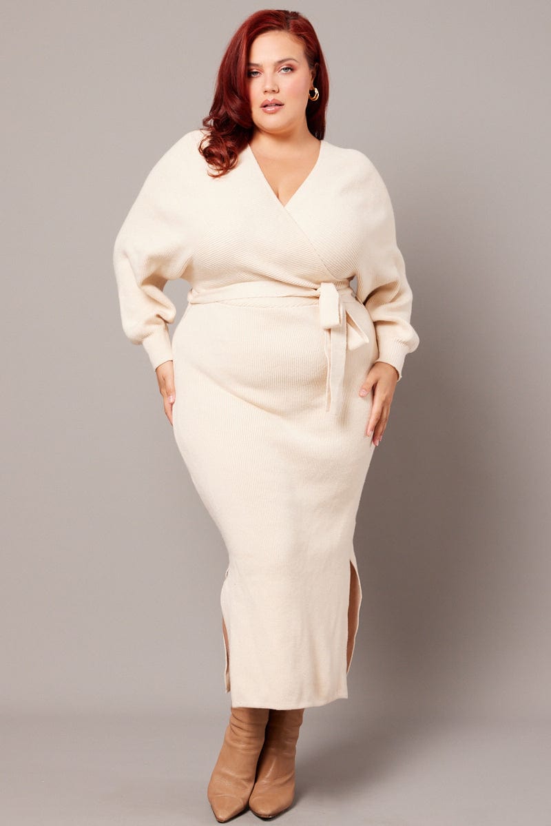 White Knit Midi Dress for YouandAll Fashion