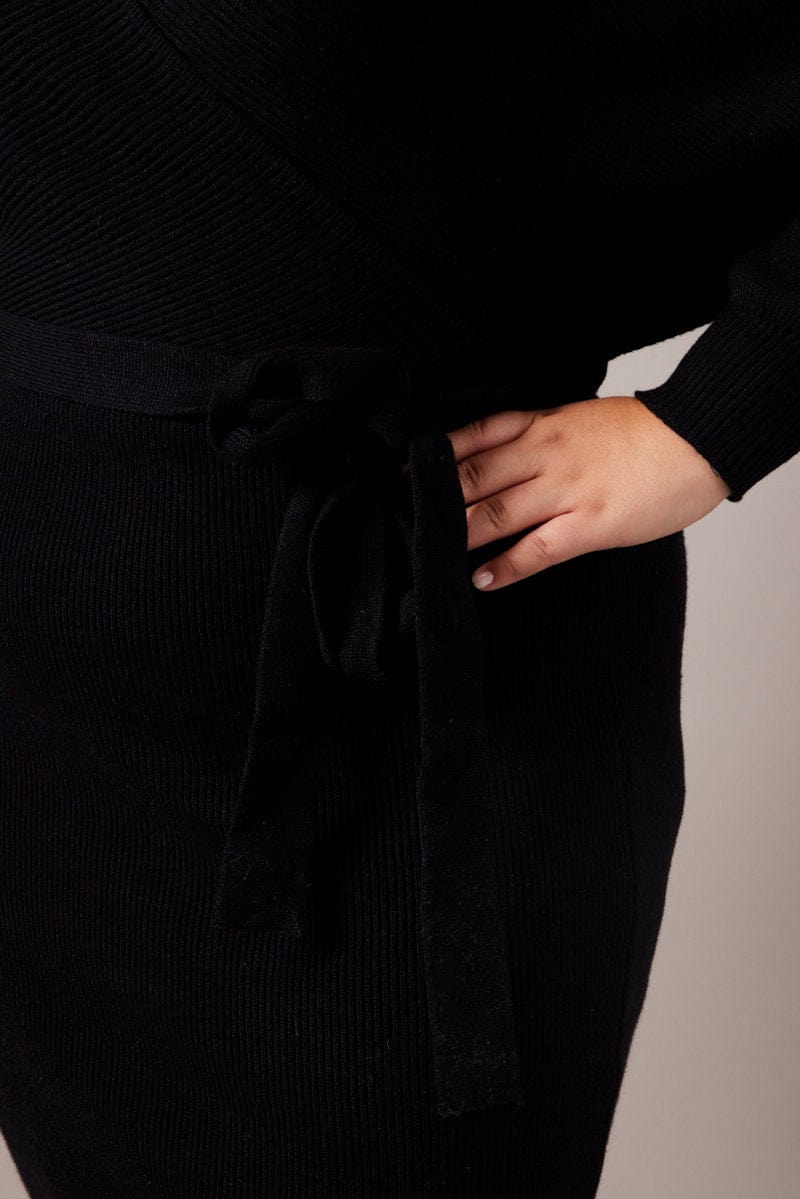 Black Knit Midi Dress for YouandAll Fashion
