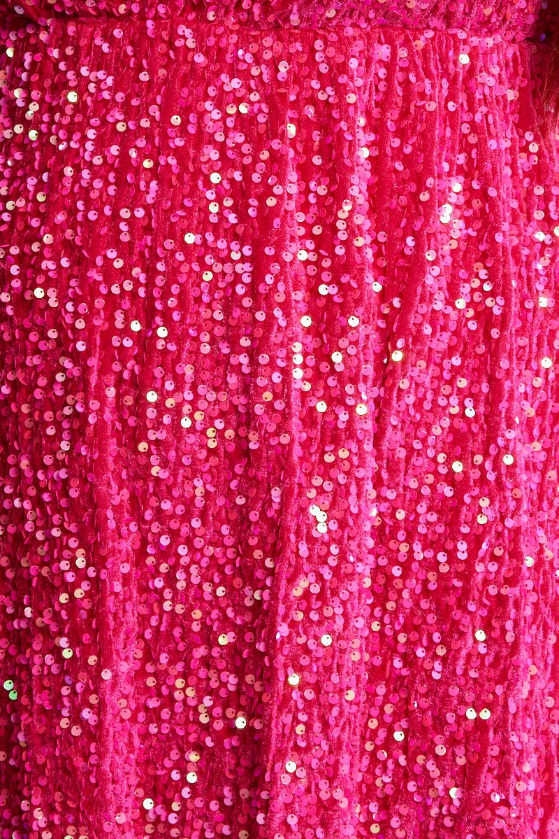 Pink Velour Sequin Party Dress for YouandAll Fashion