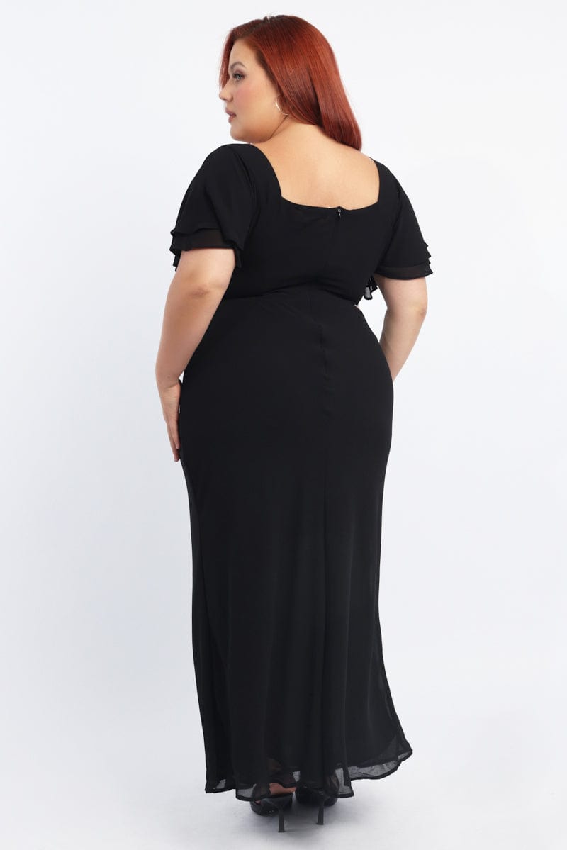 Black Sweetheart Neck Bias Maxi Dress for YouandAll Fashion