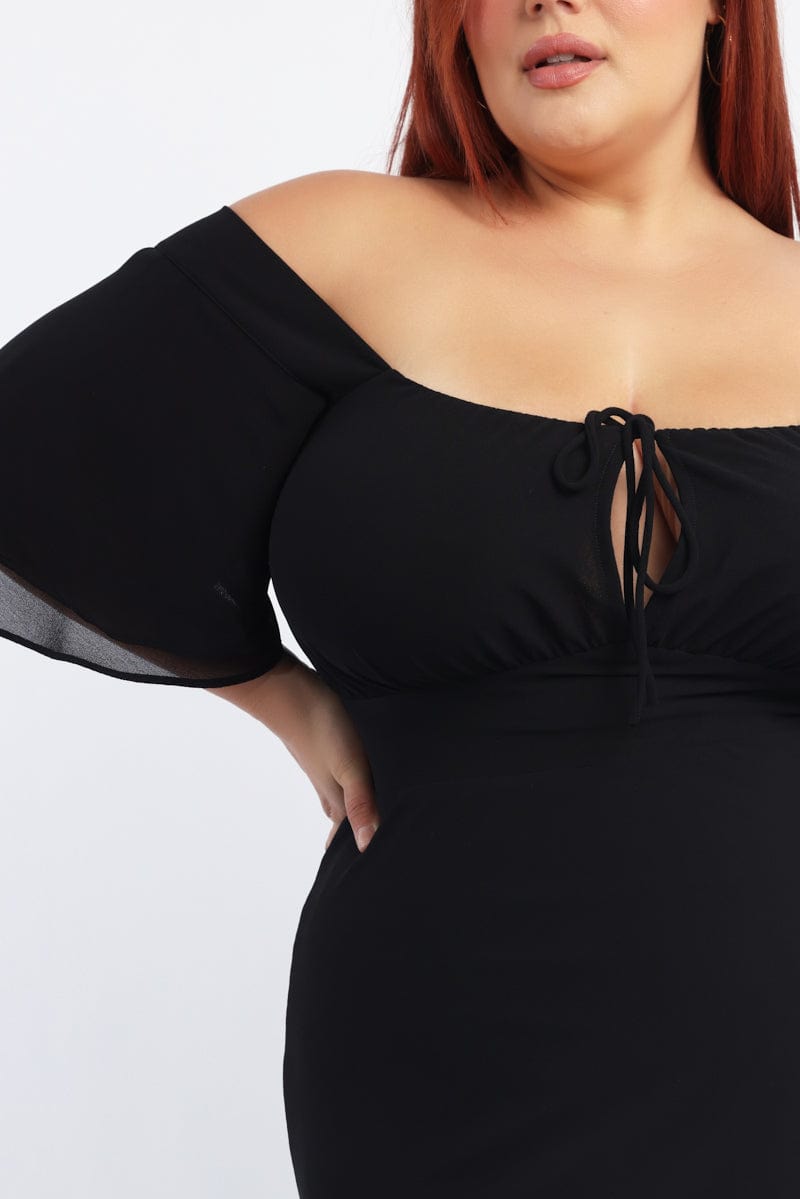 Black Sweetheart Neck Bias Maxi Dress for YouandAll Fashion