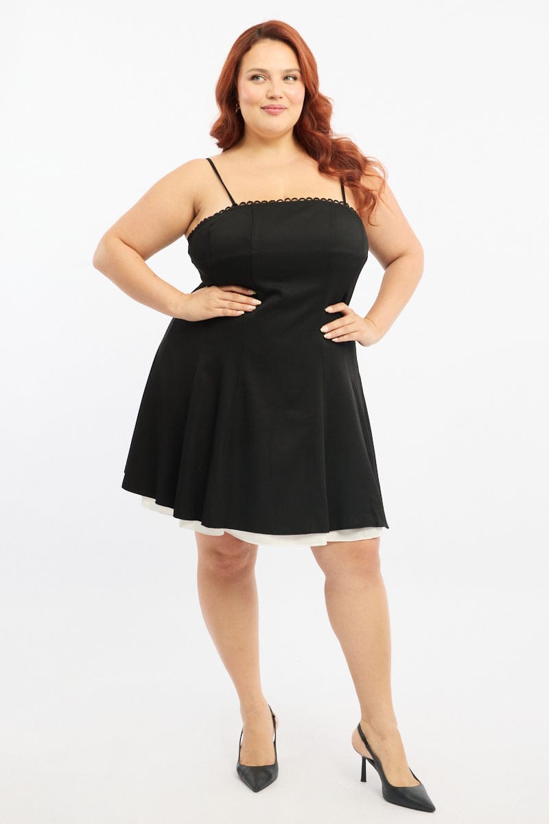 Black Strapless Lace Trim Mini Dress | You & All Black Strapless Lace Trim Mini Dress | You & All