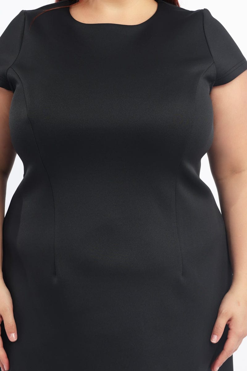 Black Round Neck Structured Minidress for YouandAll Fashion