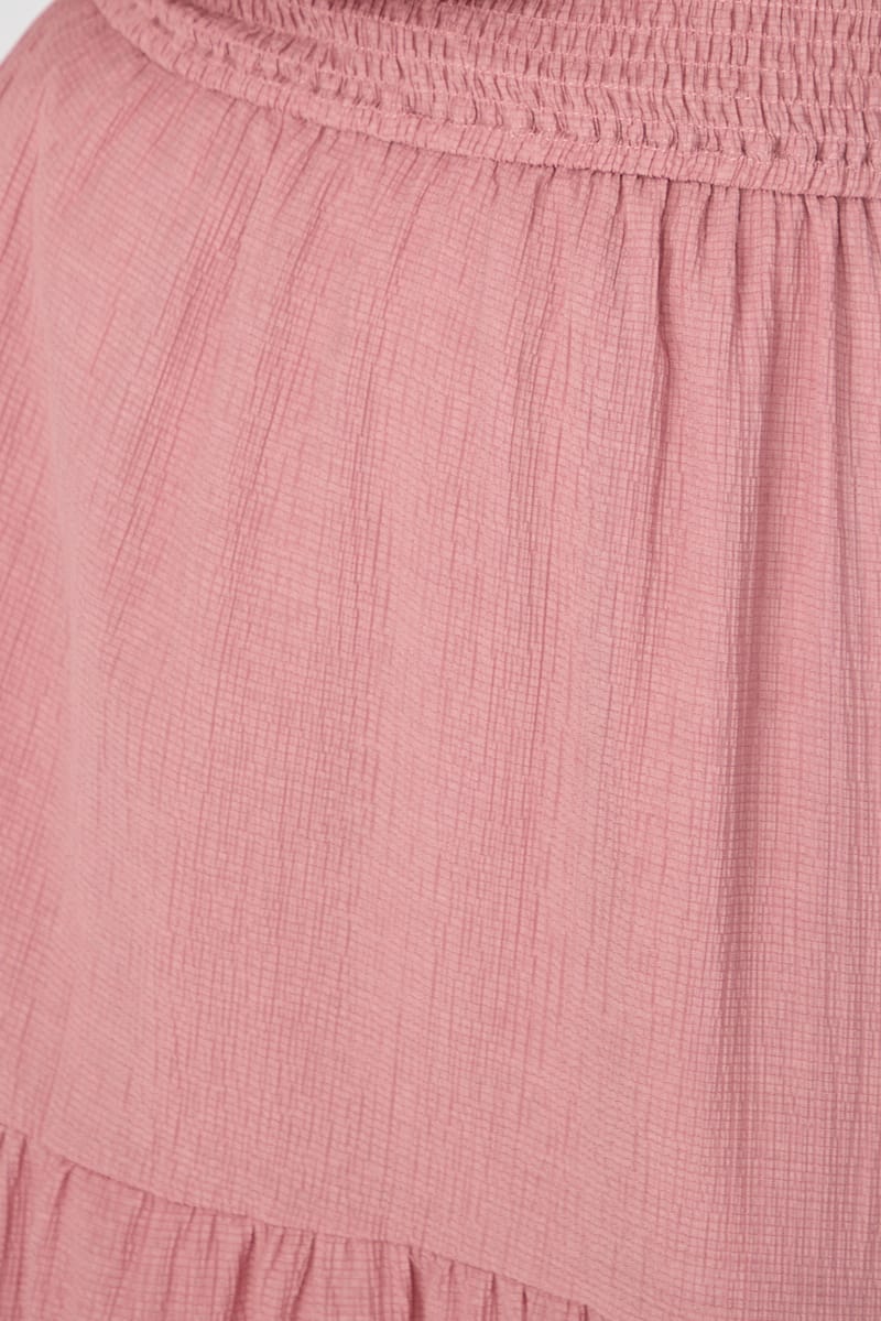 Pink Midi Dress Short Sleeve Ruched Bust Cut Out for YouandAll Fashion