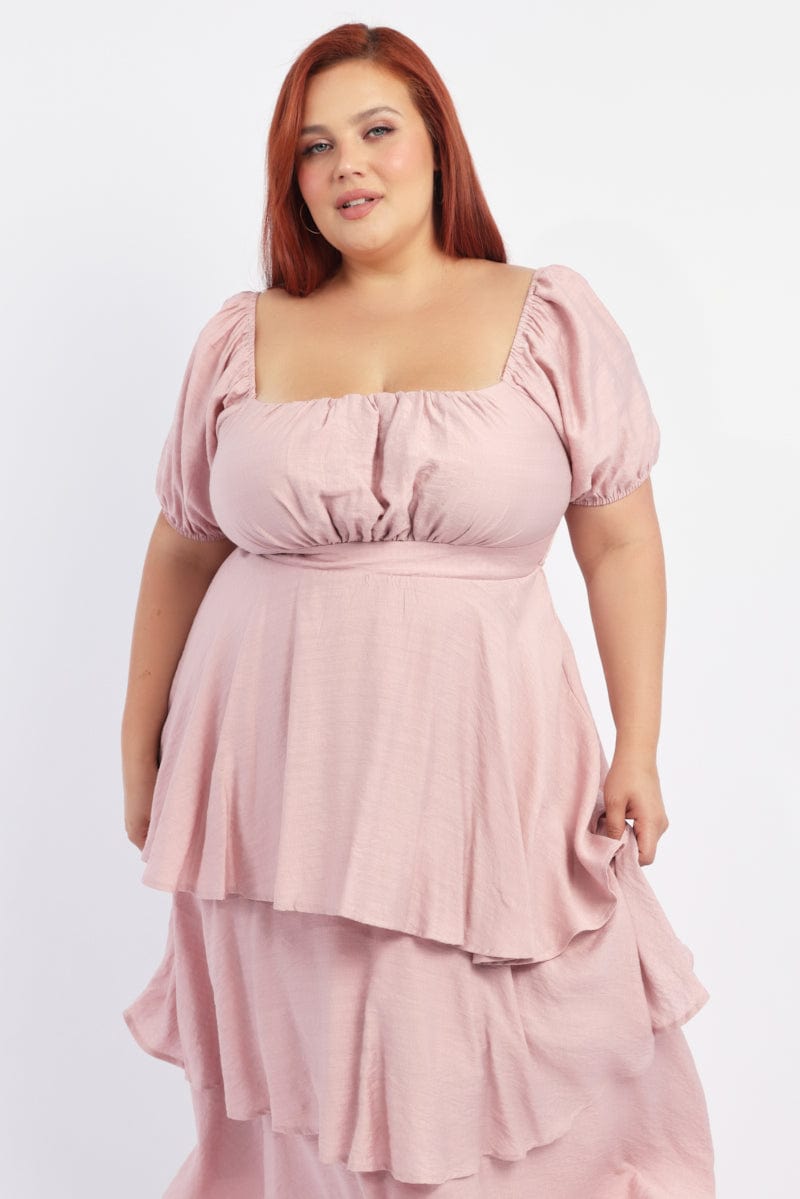 casual plus size pink dress Plus Size Pink French Terry Dress