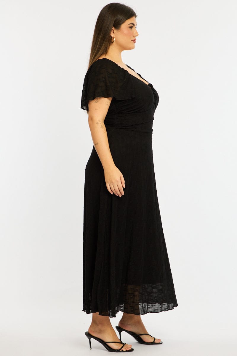 Black Midi Dress Short Sleeve Lace | You & All Black Midi Dress Short Sleeve Lace | You & All
