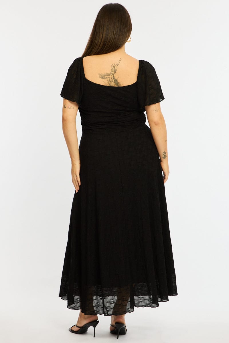 Black Midi Dress Short Sleeve Lace | You & All