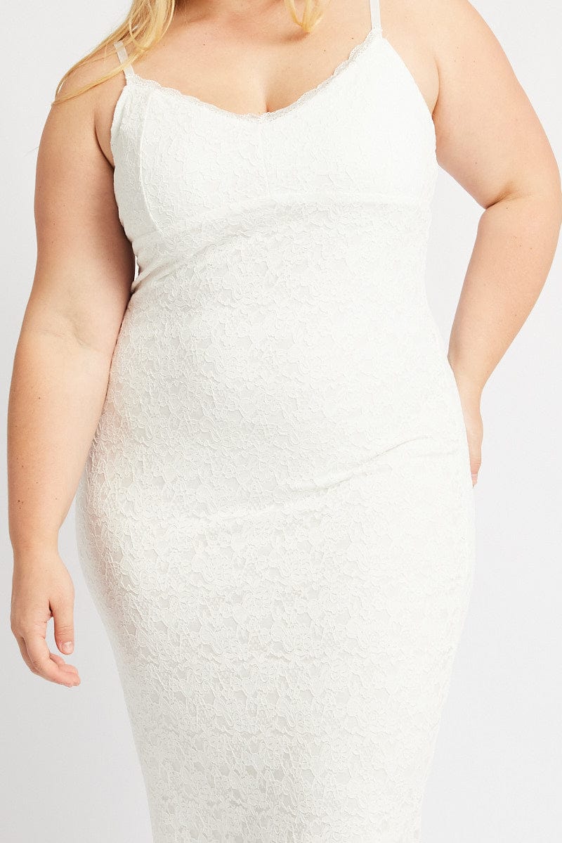 White Lace Bodycon Midi Dress for YouandAll Fashion