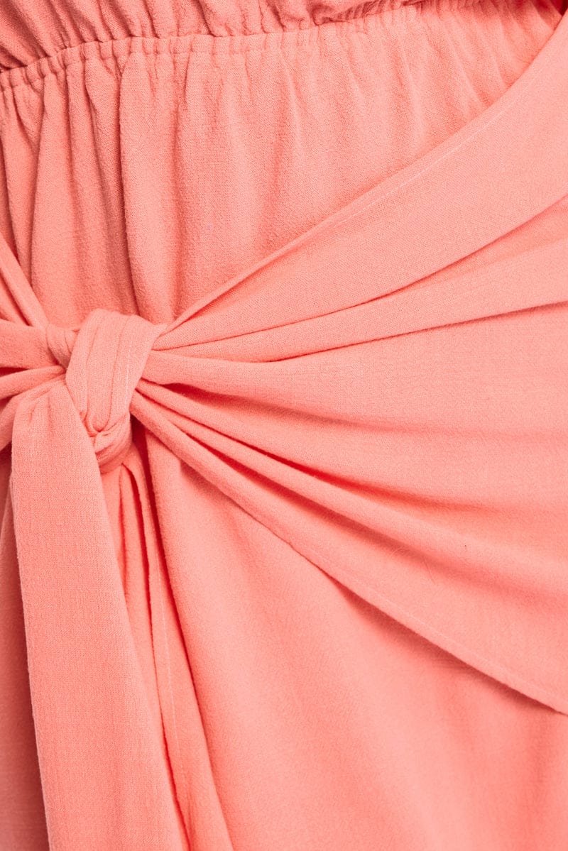 Pink Mini Dress Short Sleeve Warp Front for YouandAll Fashion