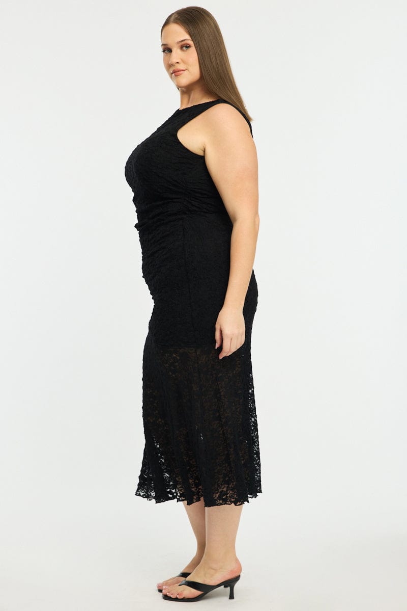 Black Lace Dress Sleeveless Ruffle for YouandAll Fashion