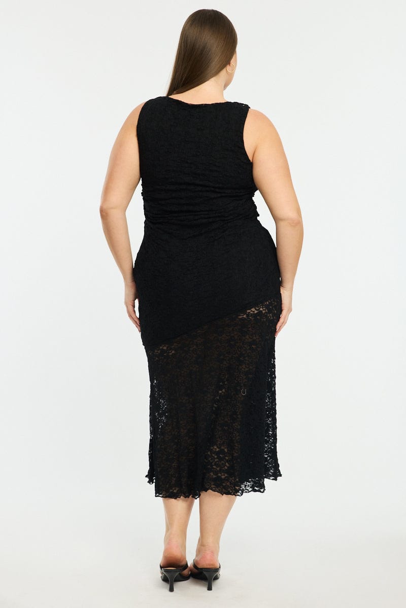 Black Lace Dress Sleeveless Ruffle for YouandAll Fashion