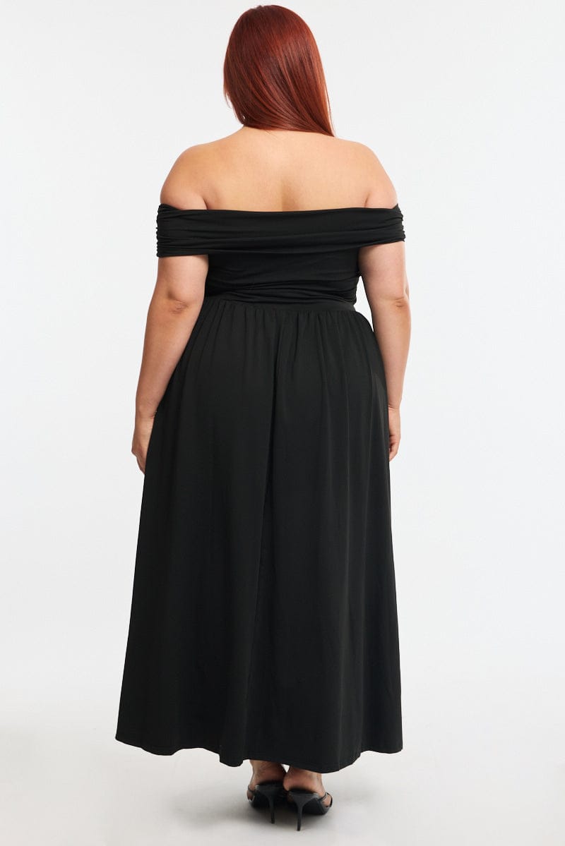 Black Maxi Dress Off Shoulder Jersey