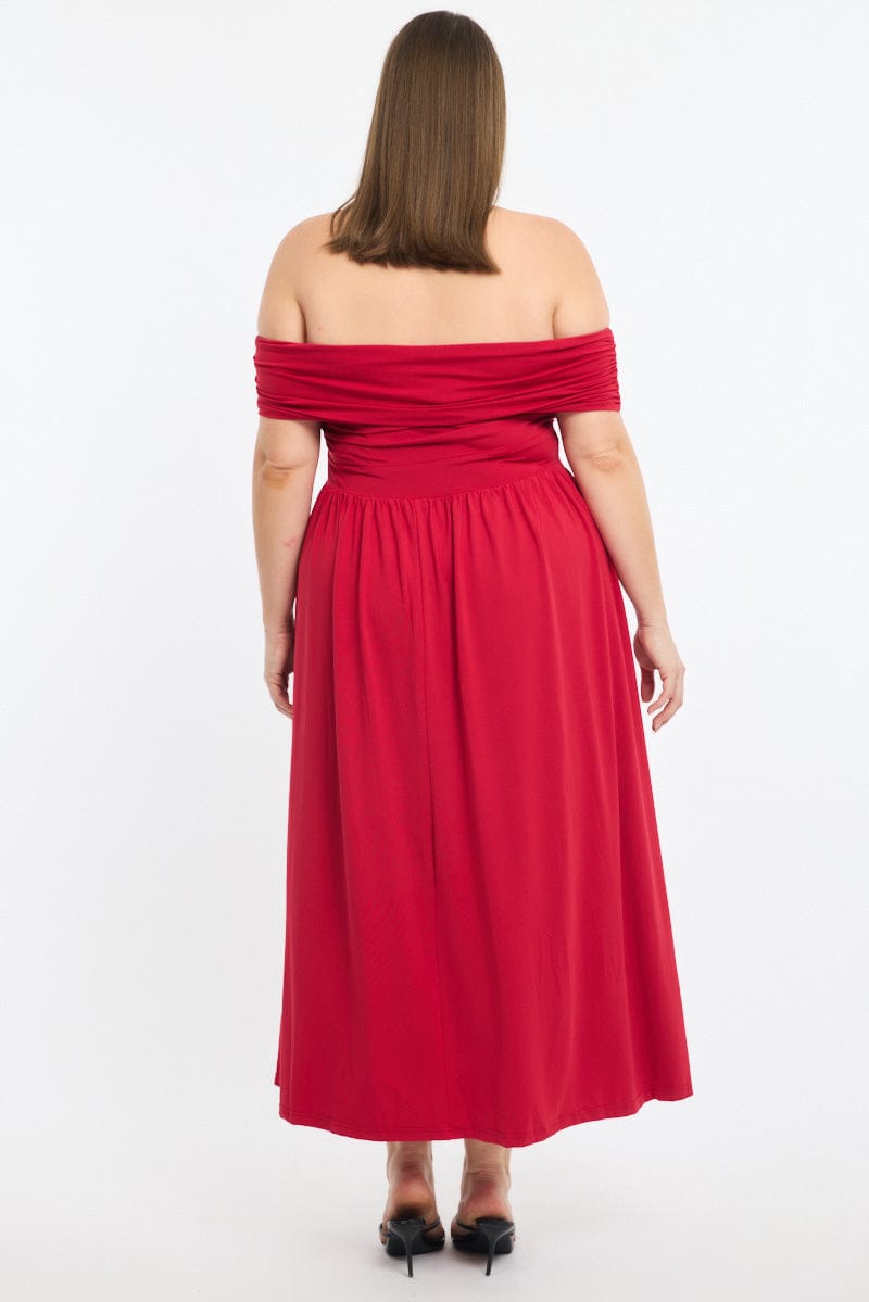 off shoulder jersey maxi dress Red Maxi Dress Off Shoulder Jersey