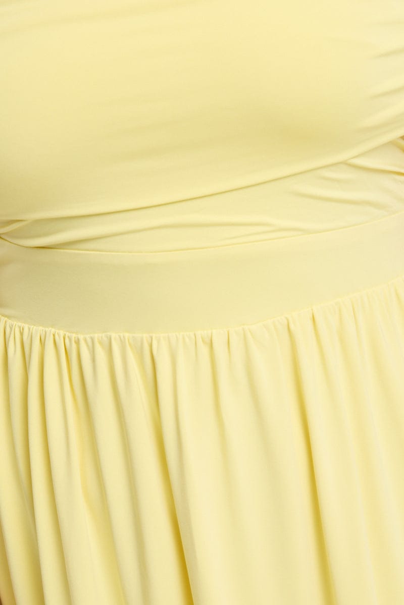 Yellow Maxi Dress Off Shoulder Jersey for YouandAll Fashion