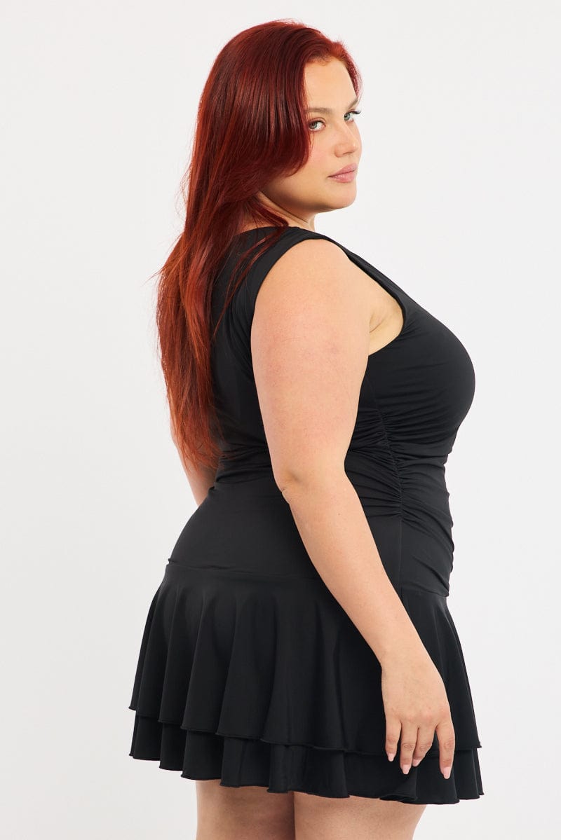 Black Mini Dress Off Shoulder Jersey for YouandAll Fashion