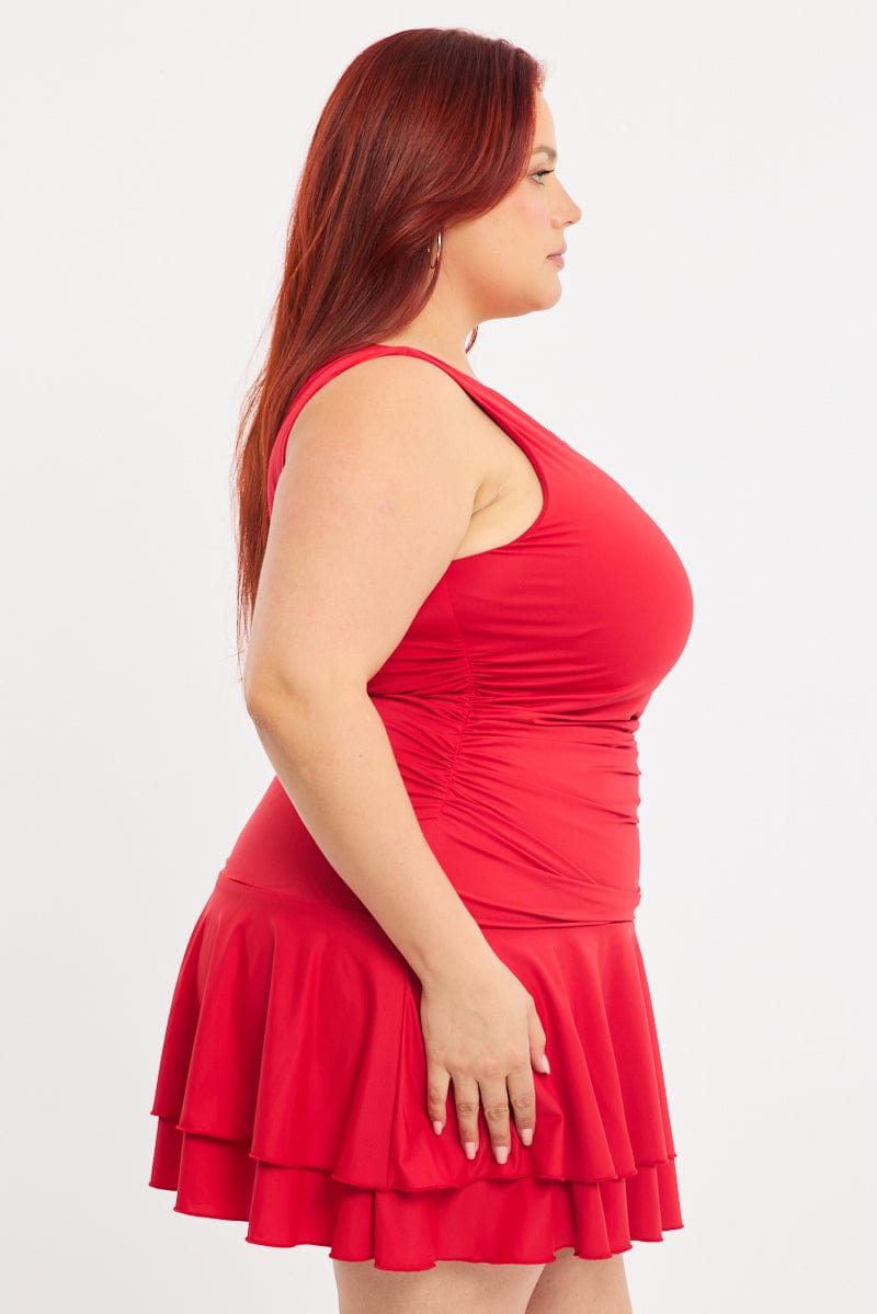 Red Mini Dress Off Shoulder Jersey for YouandAll Fashion