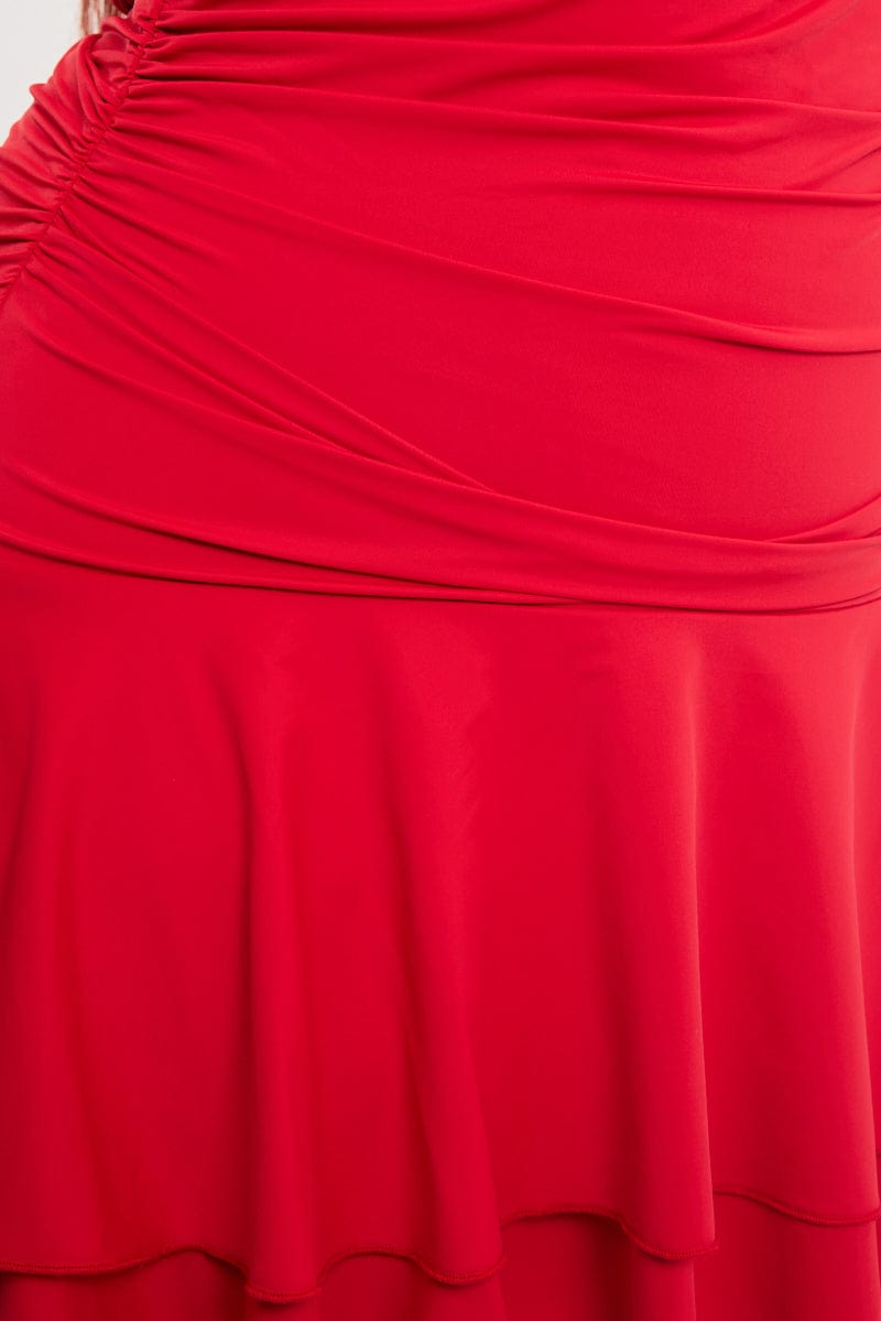 Red Mini Dress Off Shoulder Jersey for YouandAll Fashion