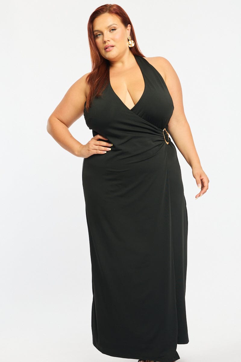 Black Maxi Dress Halter Sleeveless for YouandAll Fashion