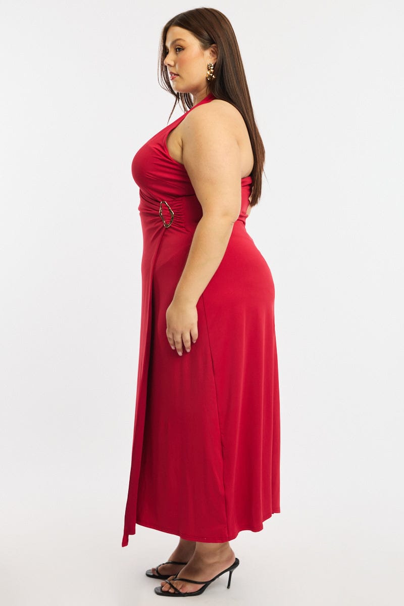 Red Maxi Dress Halter Sleeveless for YouandAll Fashion
