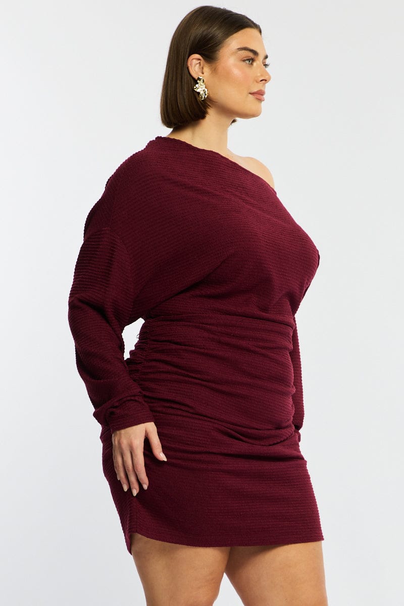 Red Mini Dress Long Sleeve Bat Wing for YouandAll Fashion