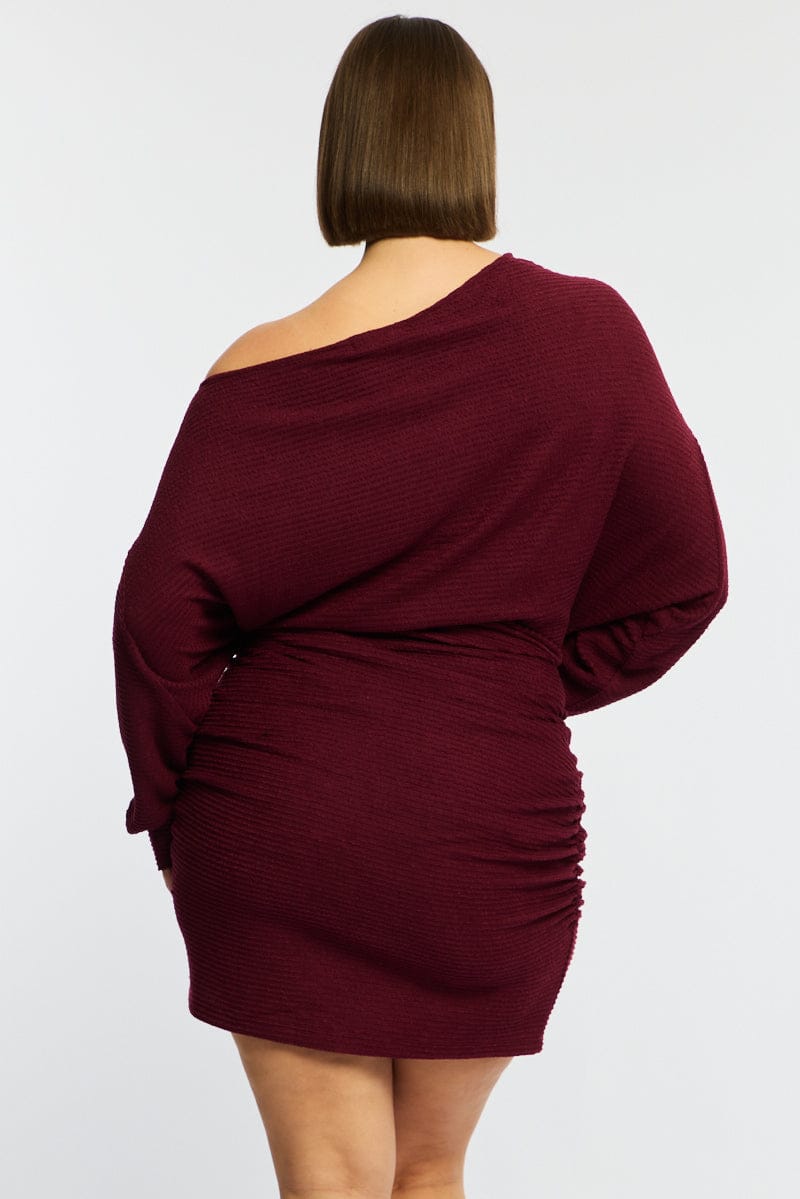 Red Mini Dress Long Sleeve Bat Wing for YouandAll Fashion