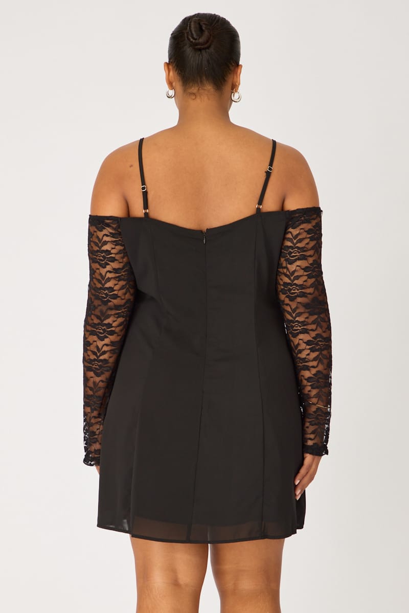 Black Skater Dress Long Sleeve Lace for YouandAll Fashion