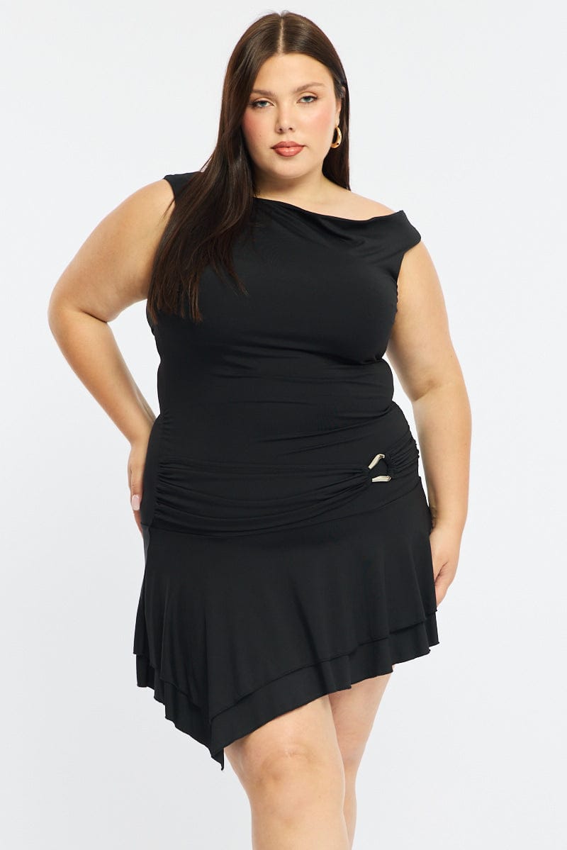 Black Mini Dress Off Shoulder for YouandAll Fashion