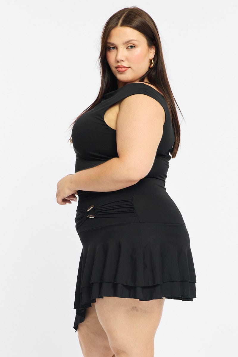 Black Mini Dress Off Shoulder for YouandAll Fashion