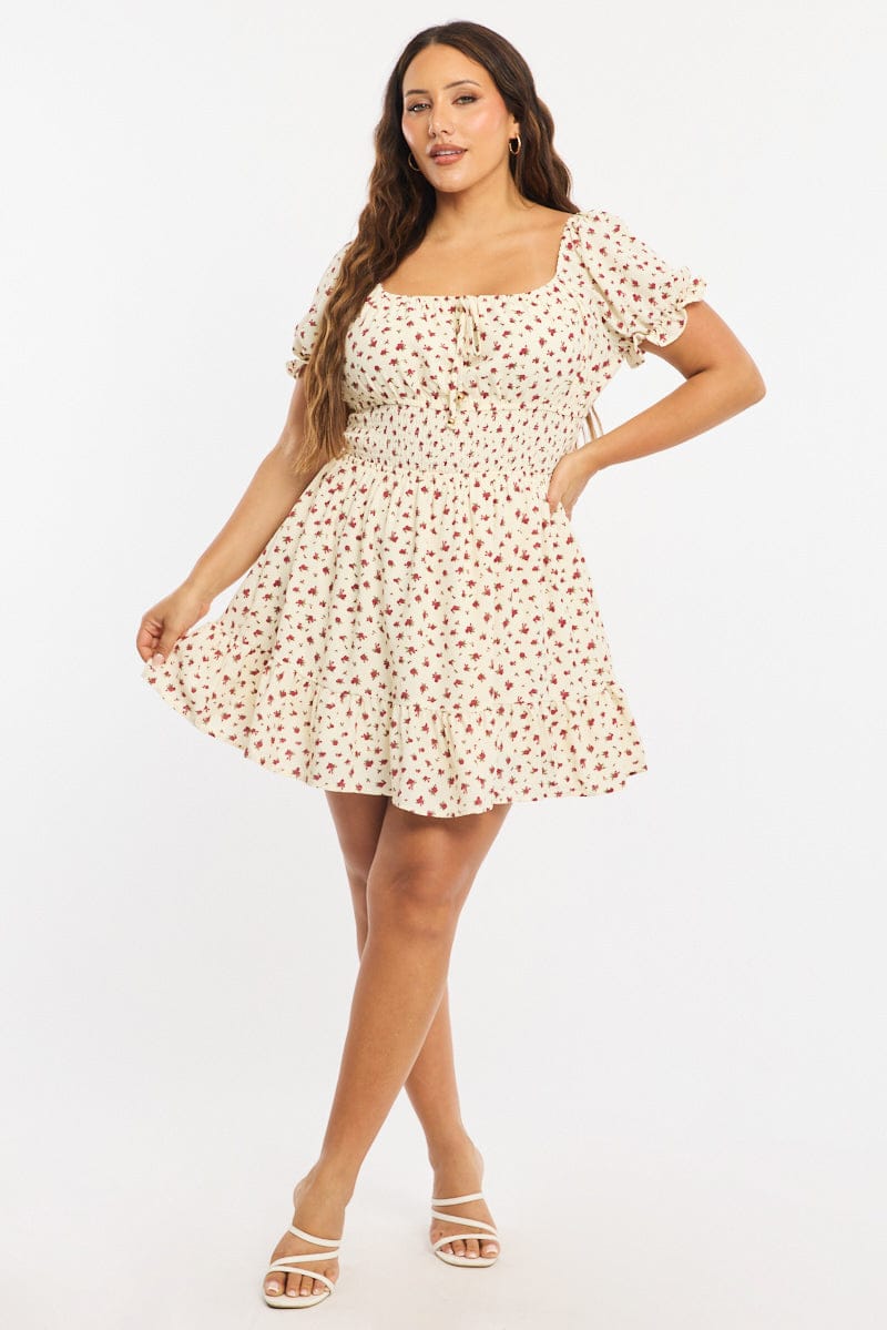fashion skater dress Red Ditsy Skater Dress Short Sleeve