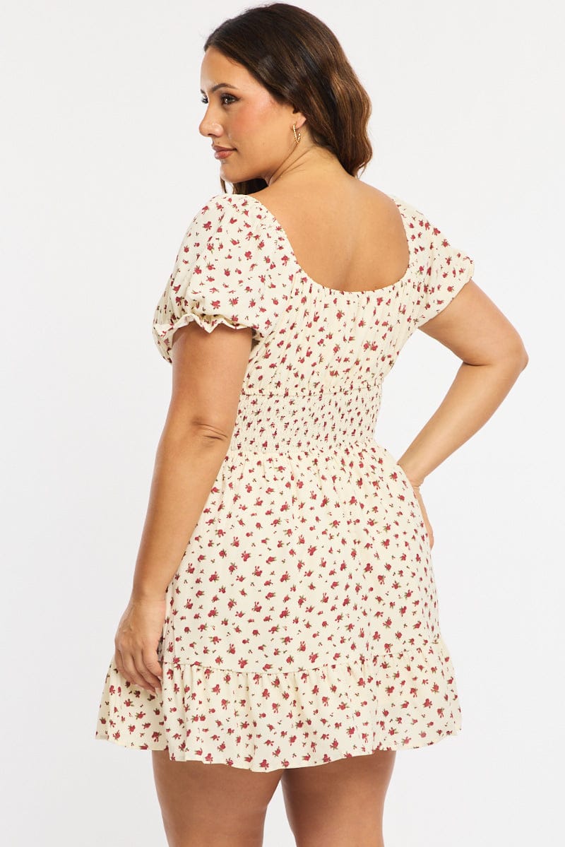 open lace back dress Red Ditsy Skater Dress Short Sleeve