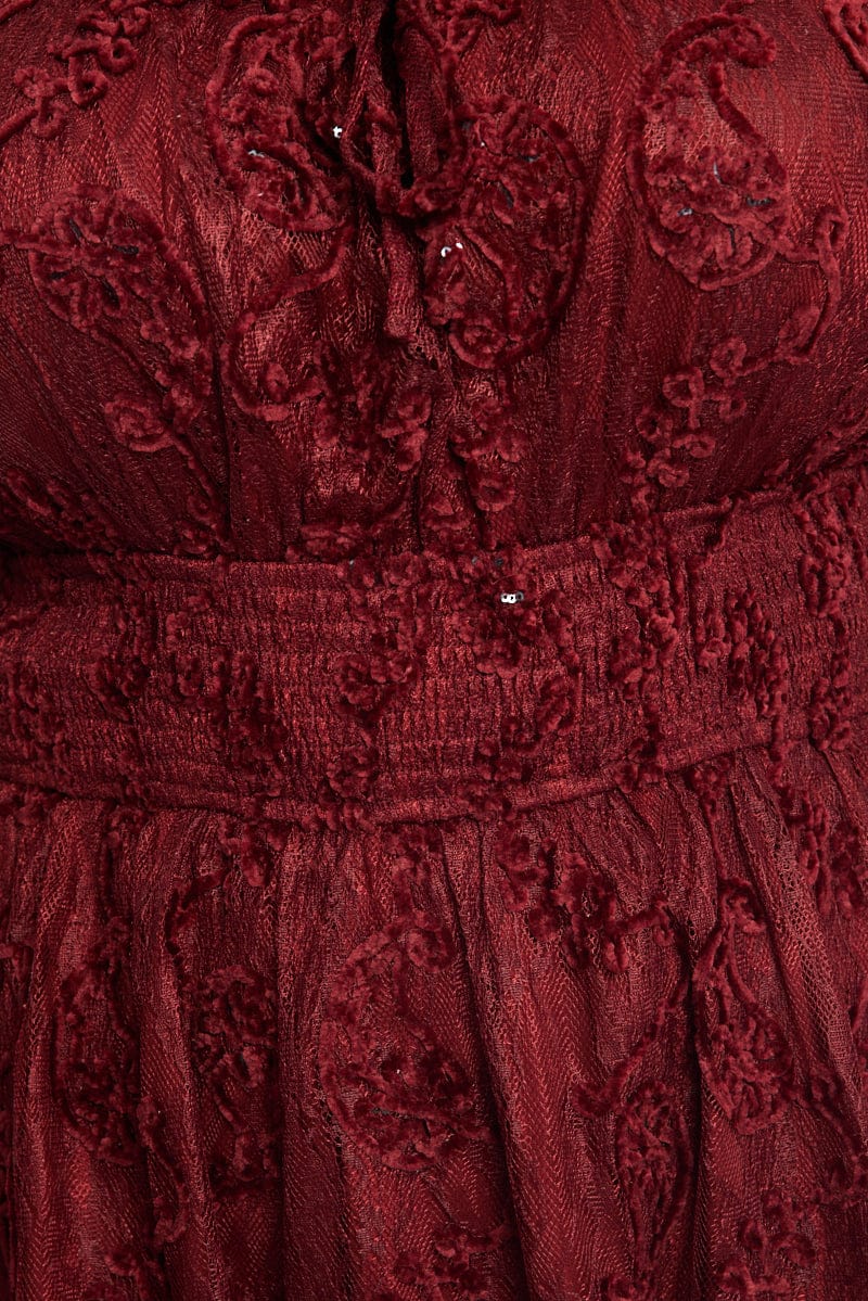 Red Skater Dress Short Sleeve Lace for YouandAll Fashion