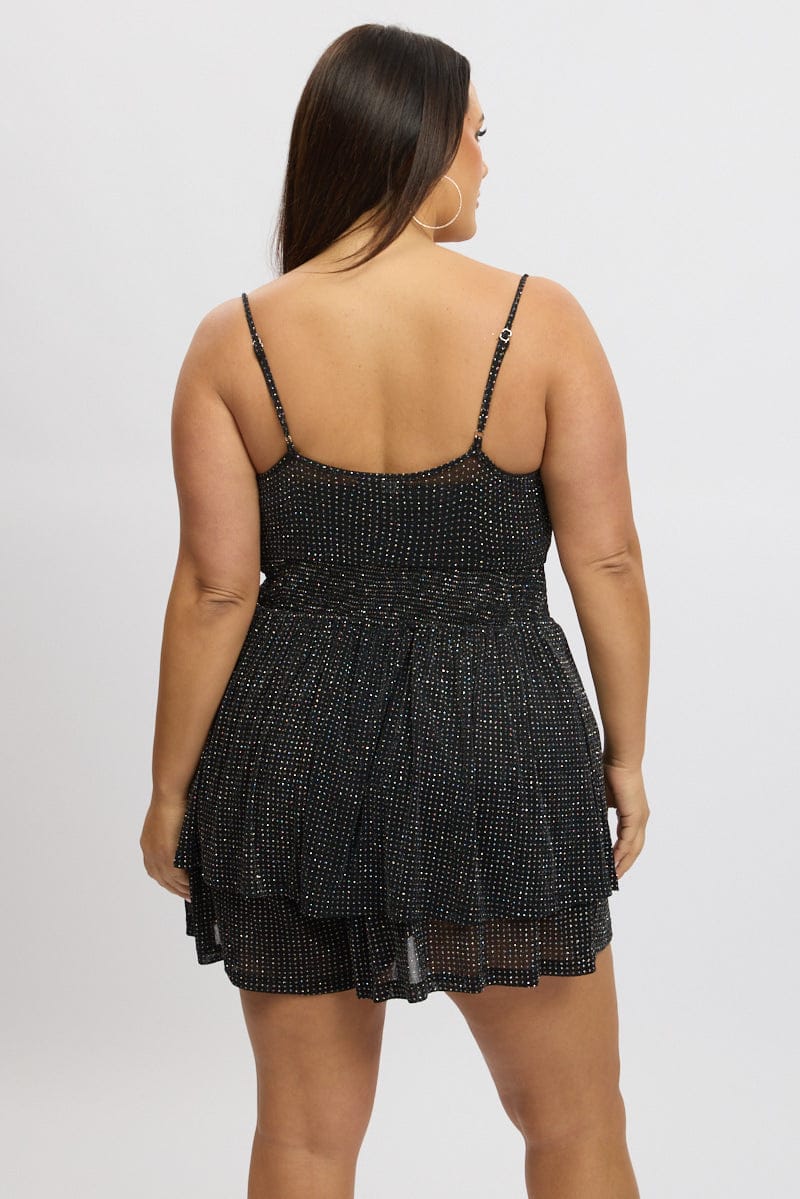 Black Playsuit Sleeveless Cowl Neck for YouandAll Fashion