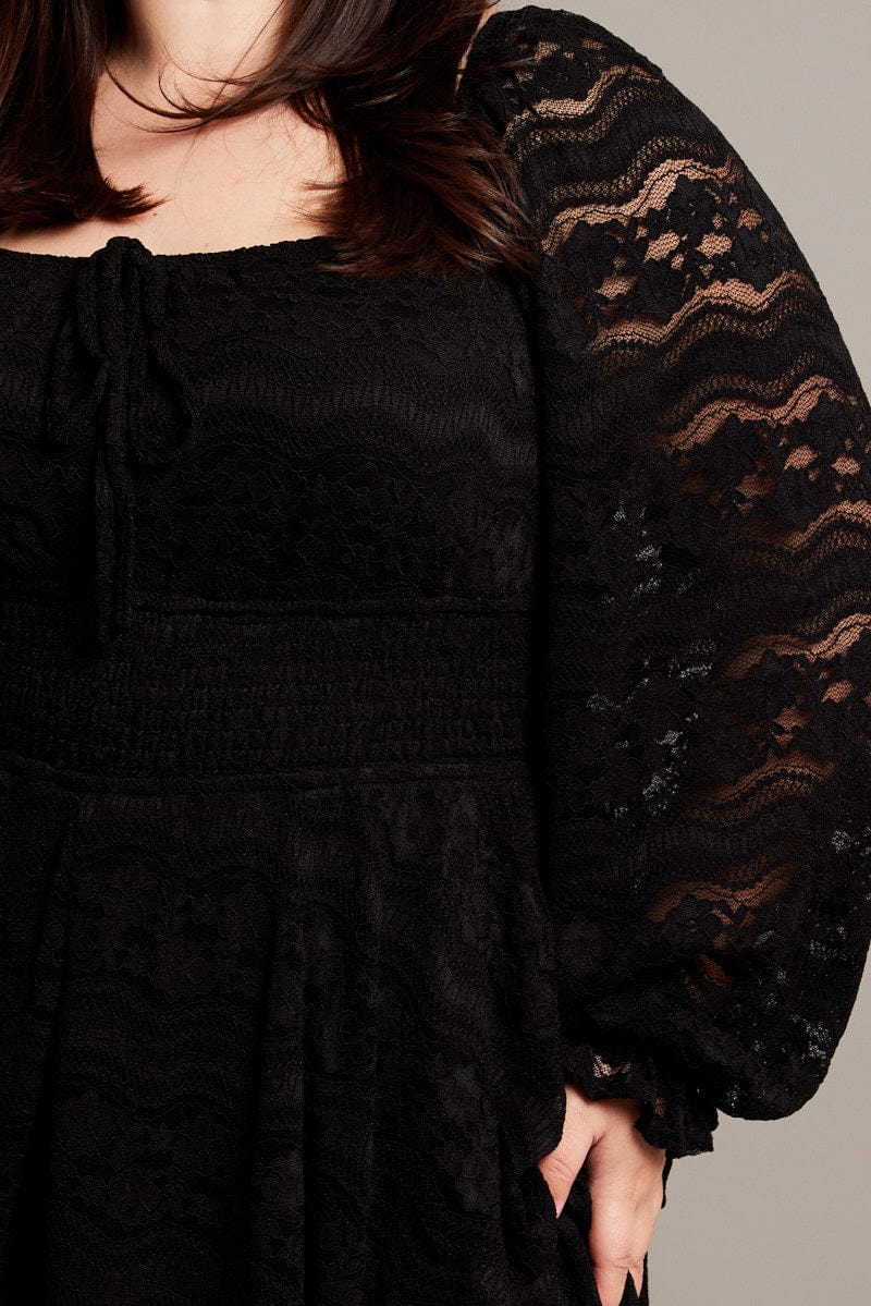 Black Lace Playsuit Long Sleeve for YouandAll Fashion