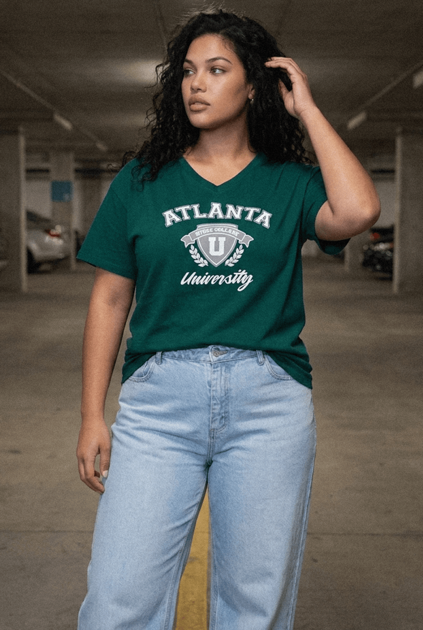 Green Graphic T-shirt Atlanta Crop Cotton