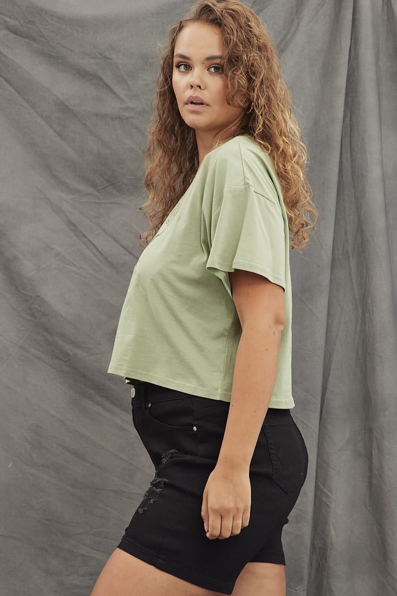 Green Graphic T-shirt Short Sleeve Arizona Western for YouandAll Fashion