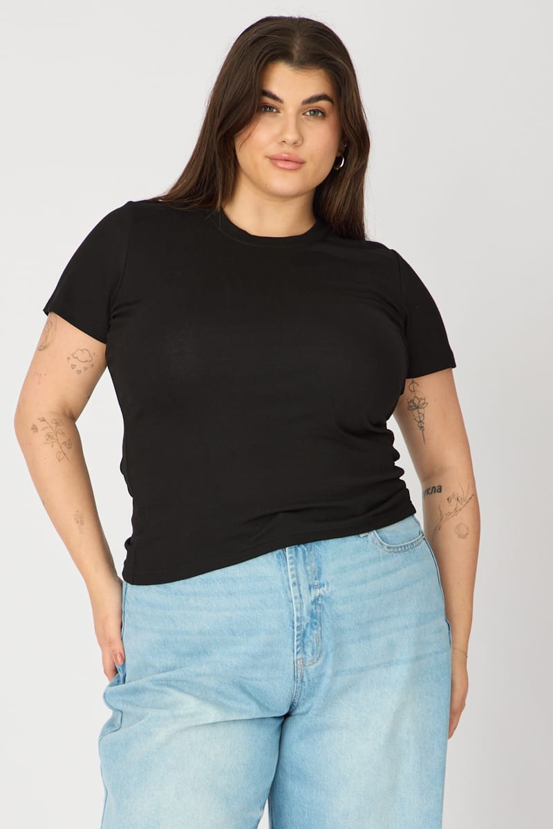 Black T-shirt Short Sleeve Cotton for YouandAll Fashion