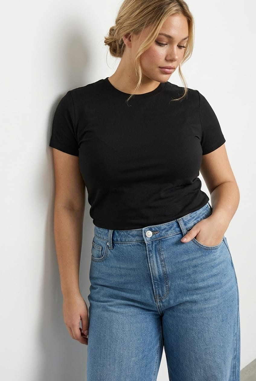 Black T-shirt Short Sleeve Cotton for YouandAll Fashion