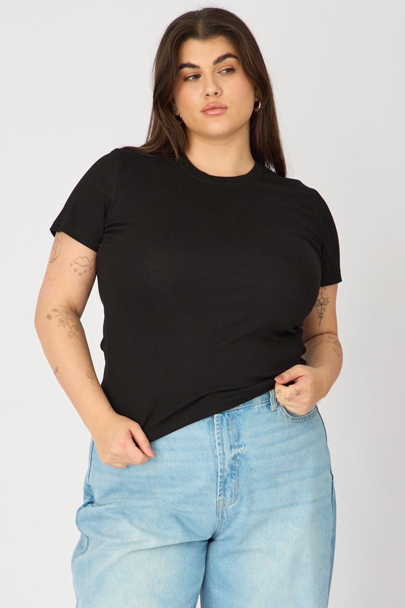 Black T-shirt Short Sleeve Cotton for YouandAll Fashion
