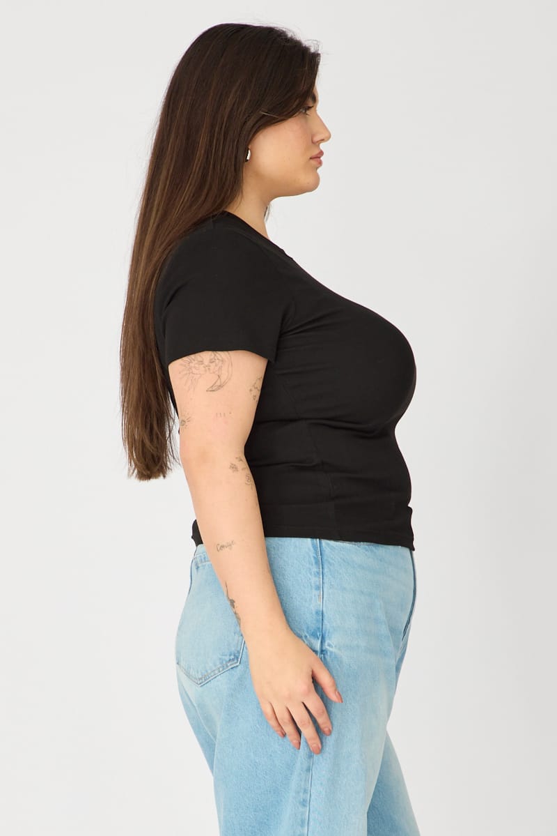 Black T-shirt Short Sleeve Cotton for YouandAll Fashion